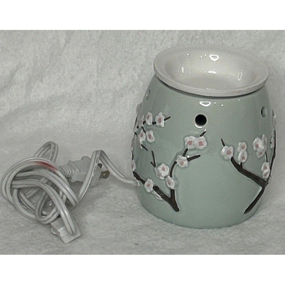 Scentsy Aqua Blue Cherry Blossom Portable Electric Wax Warmer Retired Boho Decor - Picture 2 of 6